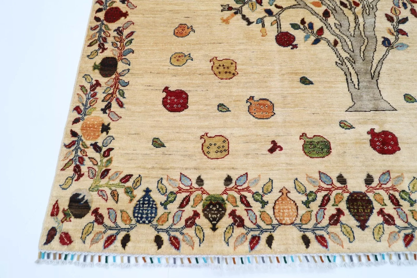 176 x 245 cm | Beige Afghan Tribal Hand Knotted Veg Dye Wool Carpet