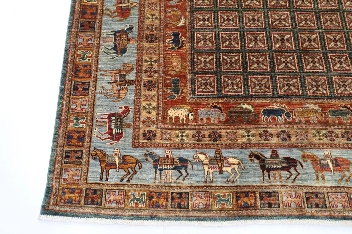 171 x 231 cm | Pazyryk Afghan Tribal Hand Knotted Veg Dye Wool Carpet