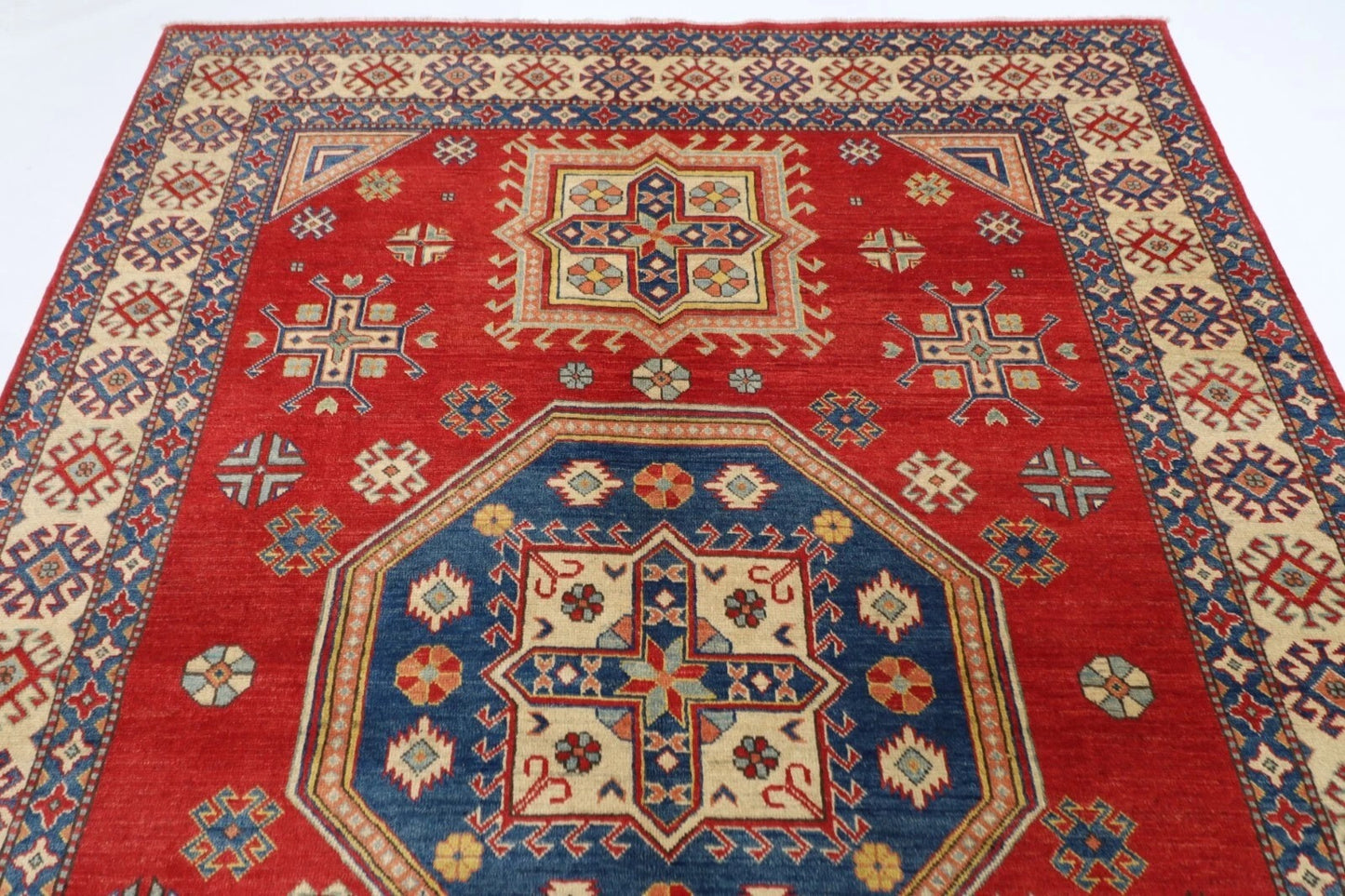 203 x 280 cm | Kazak Afghan Tribal Hand Knotted Carpet