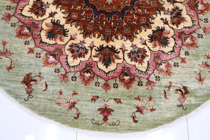 179 x 177 cm | Kazak Afghan Tribal Hand Knotted Wool Round Carpet