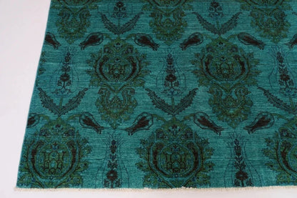 258 x 259 cm | Turquoise Afghan Tribal Hand Knotted Wool Round Carpet