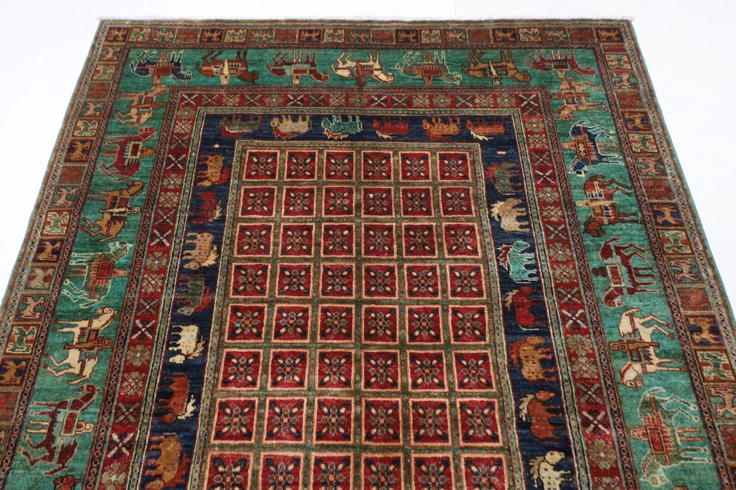 168 x 234 cm | Pazyryk Afghan Tribal Hand Knotted Veg Dye Wool Carpet