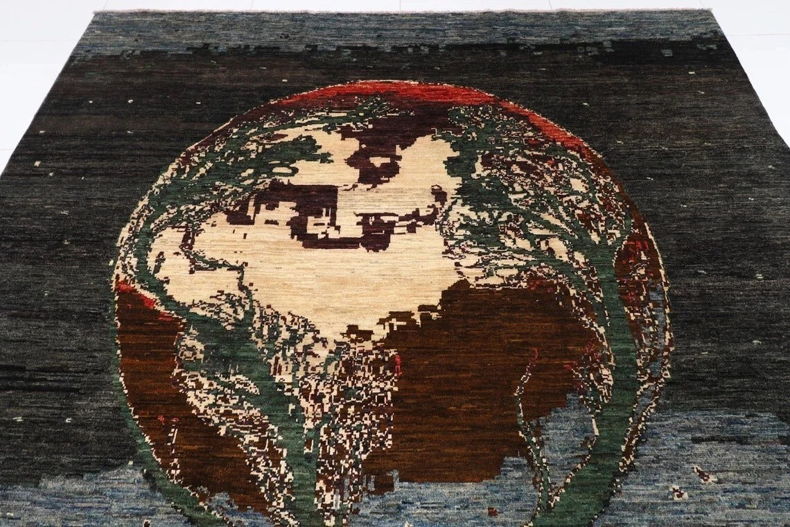 247 x 303 cm | Landscape Gabbeh Afghan Tribal Hand Knotted Carpet