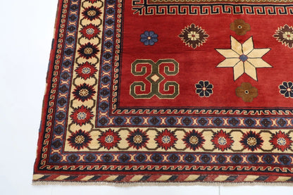 174 x 255 cm | Kazak Red Afghan Tribal Hand Knotted Wool Carpet