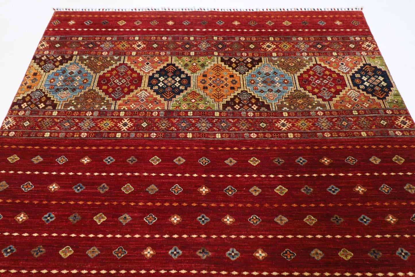 208 x 314 cm | Mamluk Afghan Tribal Hand Knotted Carpet