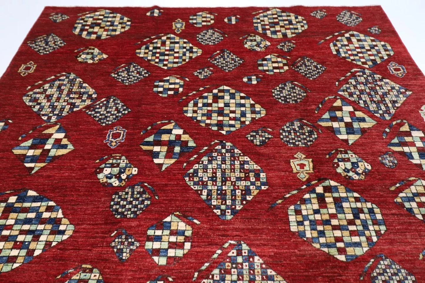 250 x 296 cm | Pomegranate Afghan Tribal Hand Knotted Carpet
