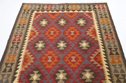 157 x 250 cm | Flat Weave Afghan Tribal Hand Knotted Veg Dye Wool Carpet