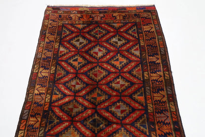 110 x 204 cm | Baluch Afghan Tribal Hand Knotted Veg Dye Wool carpet