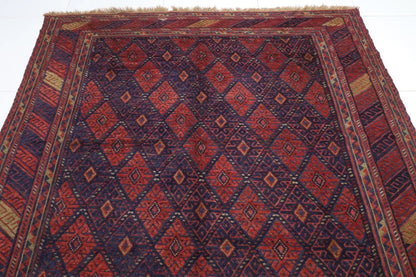 195 x 282 cm | Barjesta Red Flat Weaved Afghan Tribal Hand Knotted Carpet Kilim