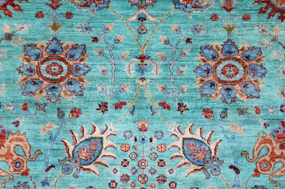 203 x 296 cm | Turquoise Afghan Tribal Hand Knotted Carpet