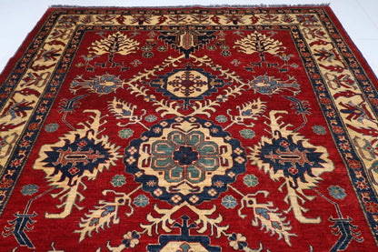221 x 293 cm | Kazak Afghan Tribal Hand Knotted Carpet
