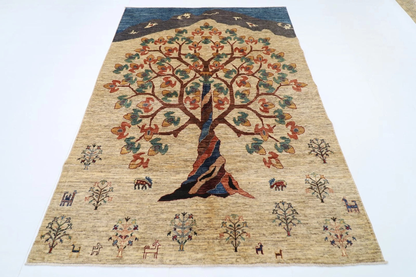 171 x 242 cm | Afghan Tribal Hand Knotted Veg Dye Wool Carpet