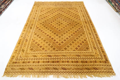 208 x 276 cm | Flat Weaved Carpet Kilim Afghan Tribal Hand Knotted Carpet
