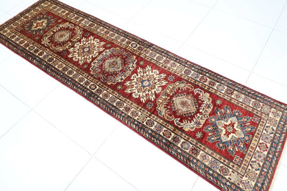 77 x 263 cm | Kazak Afghan Tribal Hand Knotted Wool Runner