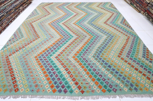 313 x 396 cm | Flat Weaved Afghan Tribal Hand Knotted Kilim