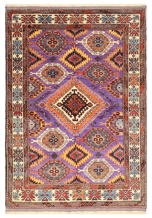 160 x 226 cm | Purple Afghan Tribal Hand Knotted Veg Dye Wool carpet