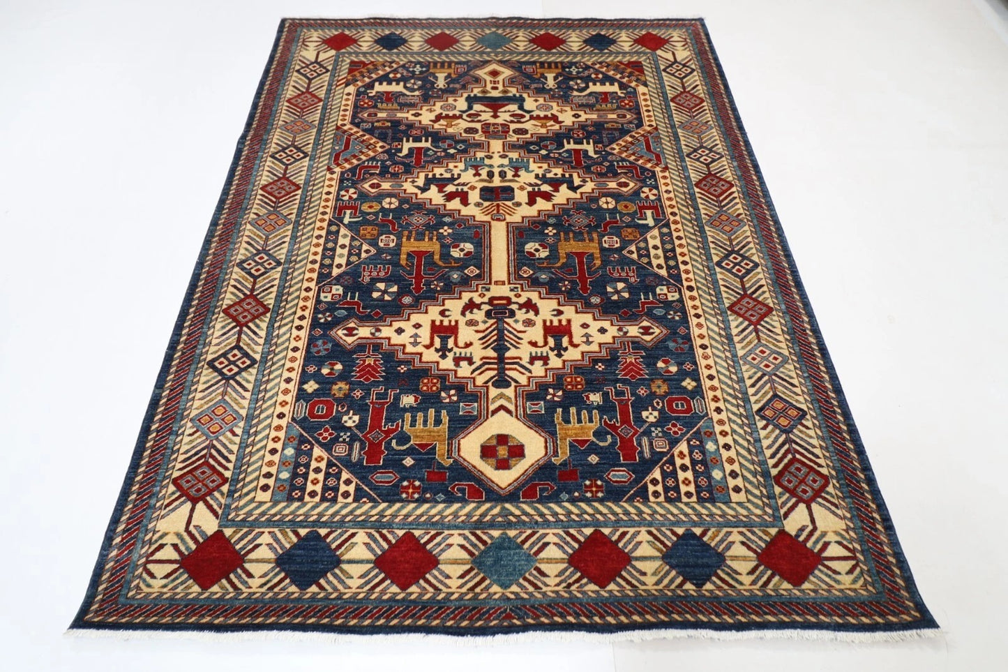 160 x 212 cm | Fine Afghan Tribal Hand Knotted Veg Dye Wool Carpet