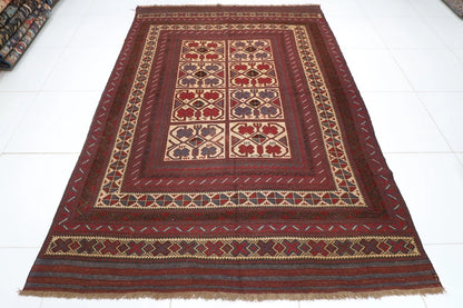 204 x 283 cm | Vintage Flat Weaved Kilim Afghan Tribal Hand Knotted Carpet