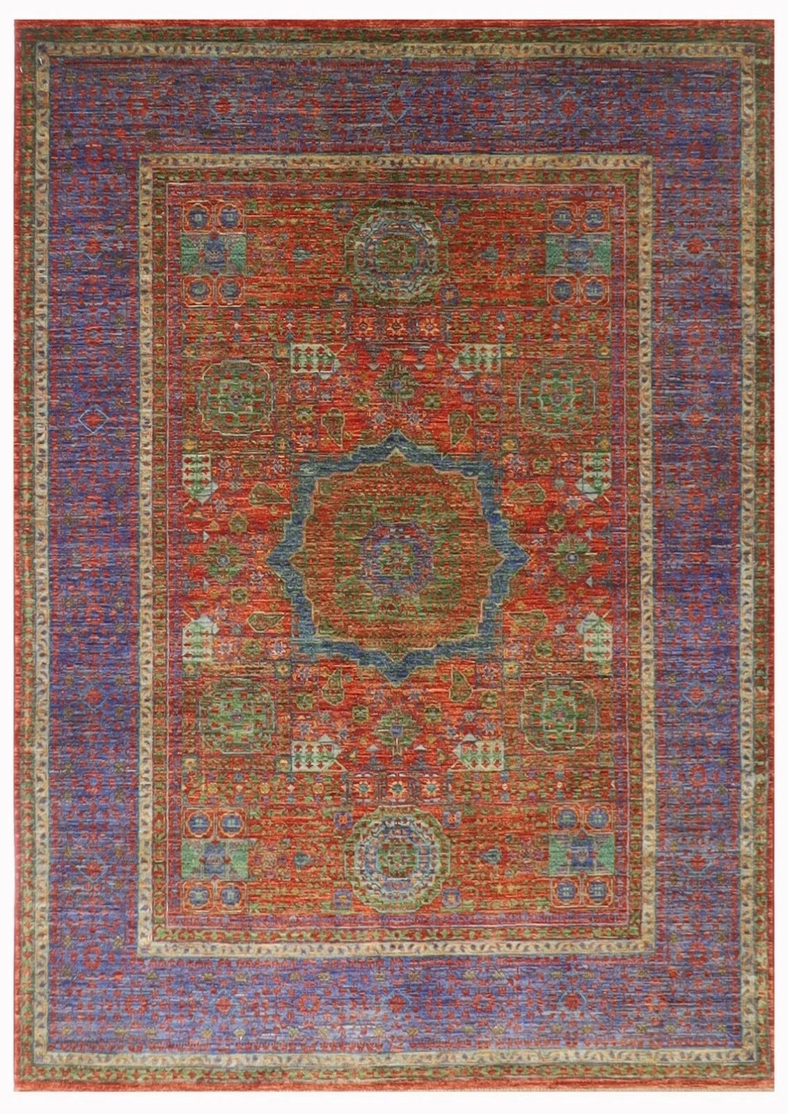 156 x 200 cm | Mamluk Afghan Tribal Hand Knotted Veg Dye Wool Carpet