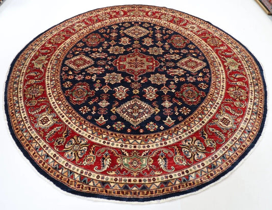 278 x 276 cm | Kazak Afghan Tribal Hand Knotted Wool Round Carpet
