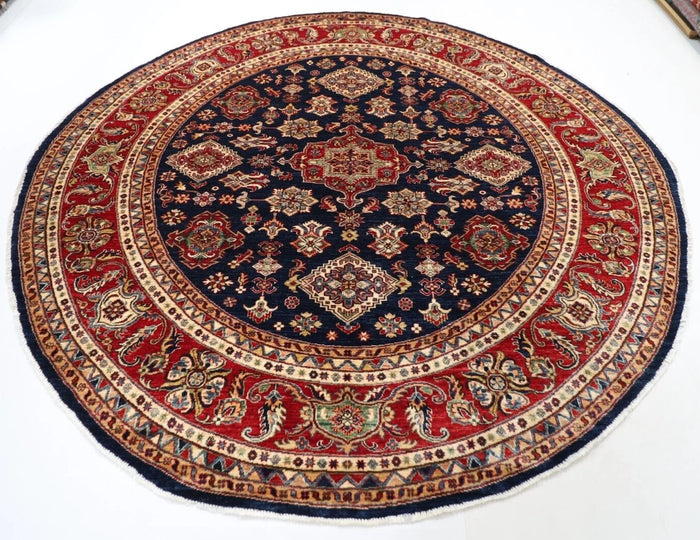 278 x 276 cm | Kazak Afghan Tribal Hand Knotted Wool Round Carpet