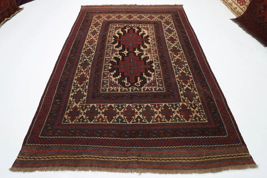 195 x 277 cm | Vintage Flat Weaved Kilim Afghan Tribal Hand Knotted Carpet