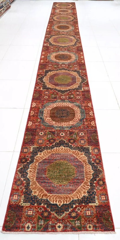 82 x 680 cm | Mamluk Afghan Tribal Hand Knotted Wool Runner