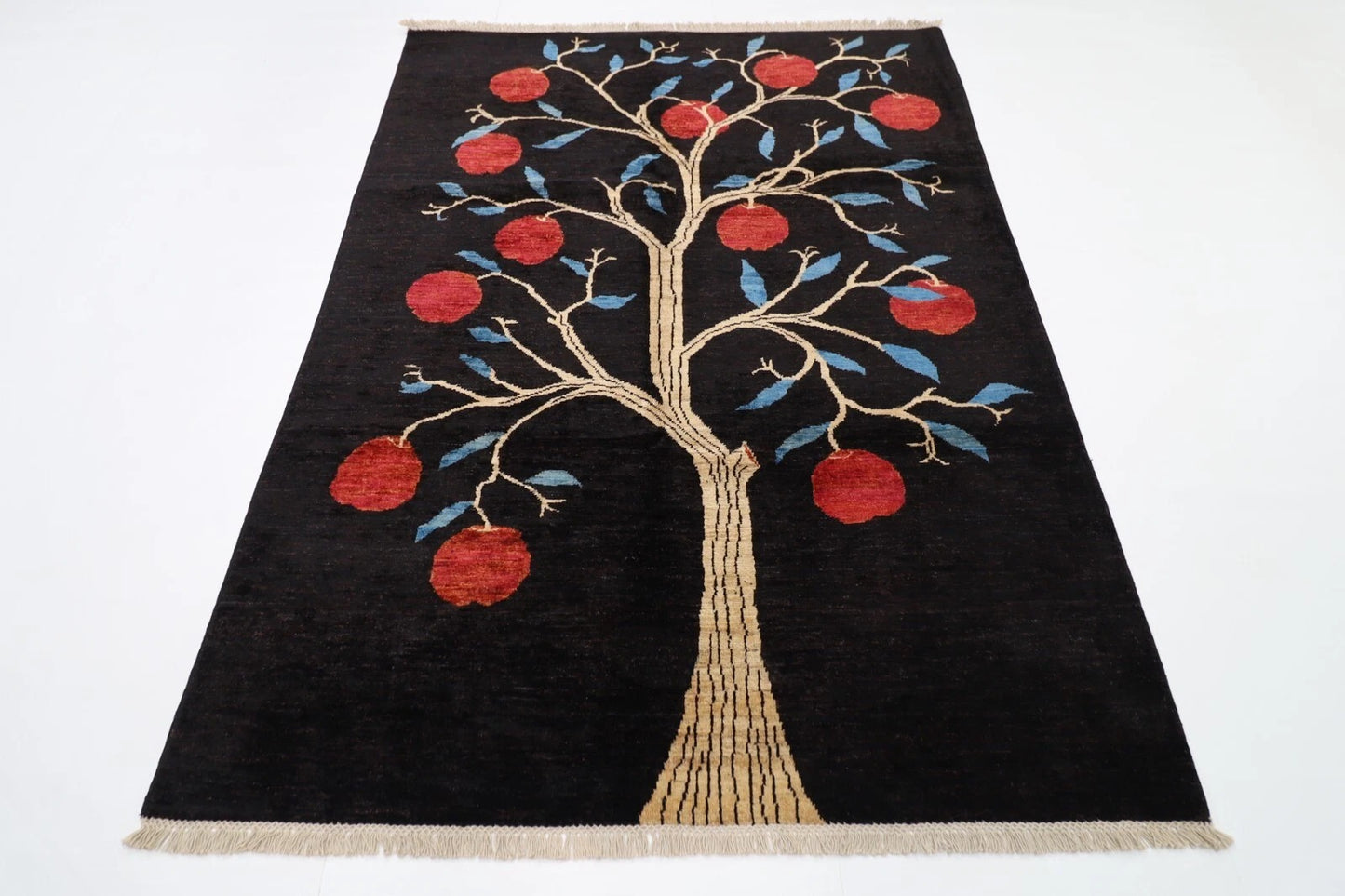 162 x 216 cm | Pomegranate Afghan Tribal Hand Knotted Veg Dye Wool Carpet