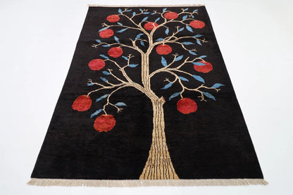 162 x 216 cm | Pomegranate Afghan Tribal Hand Knotted Veg Dye Wool Carpet