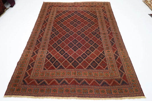 196 x 248 cm | Vintage Afghan Tribal Hand Knotted Veg Dye Wool Carpet
