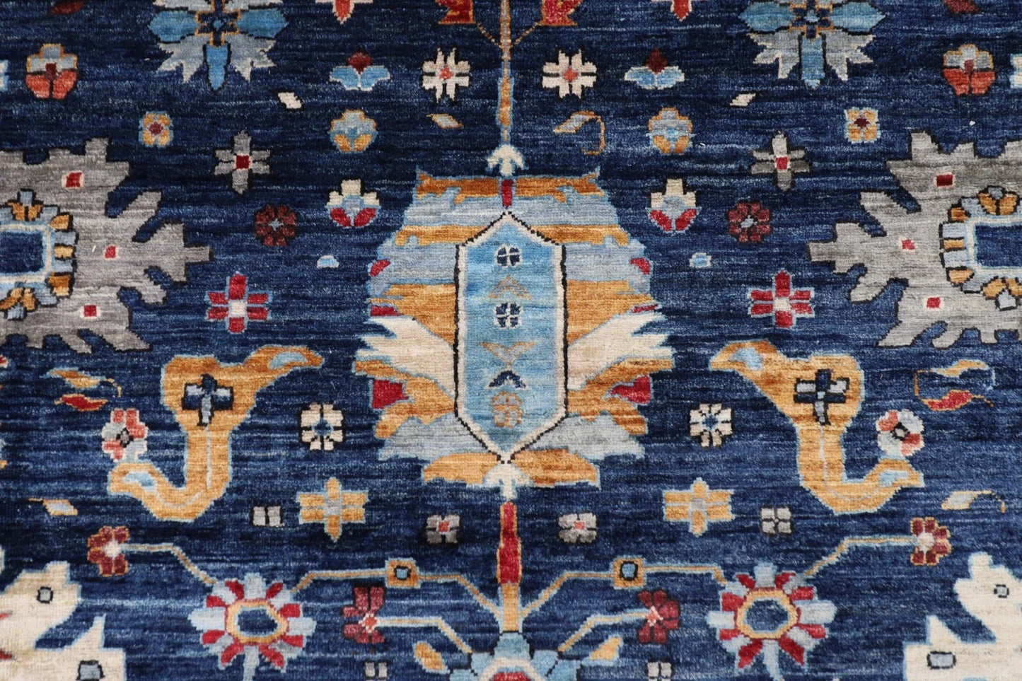 297 x 425 cm | Aryana Navy Afghan Hand Knotted Carpet