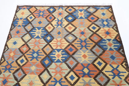 152 x 205 cm | Flat Weave Afghan Tribal Hand Knotted Veg Dye Wool Kilim