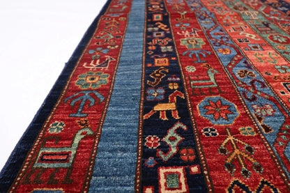148 x 207 cm | Fine Afghan Tribal Hand Knotted Veg Dye Wool Carpet