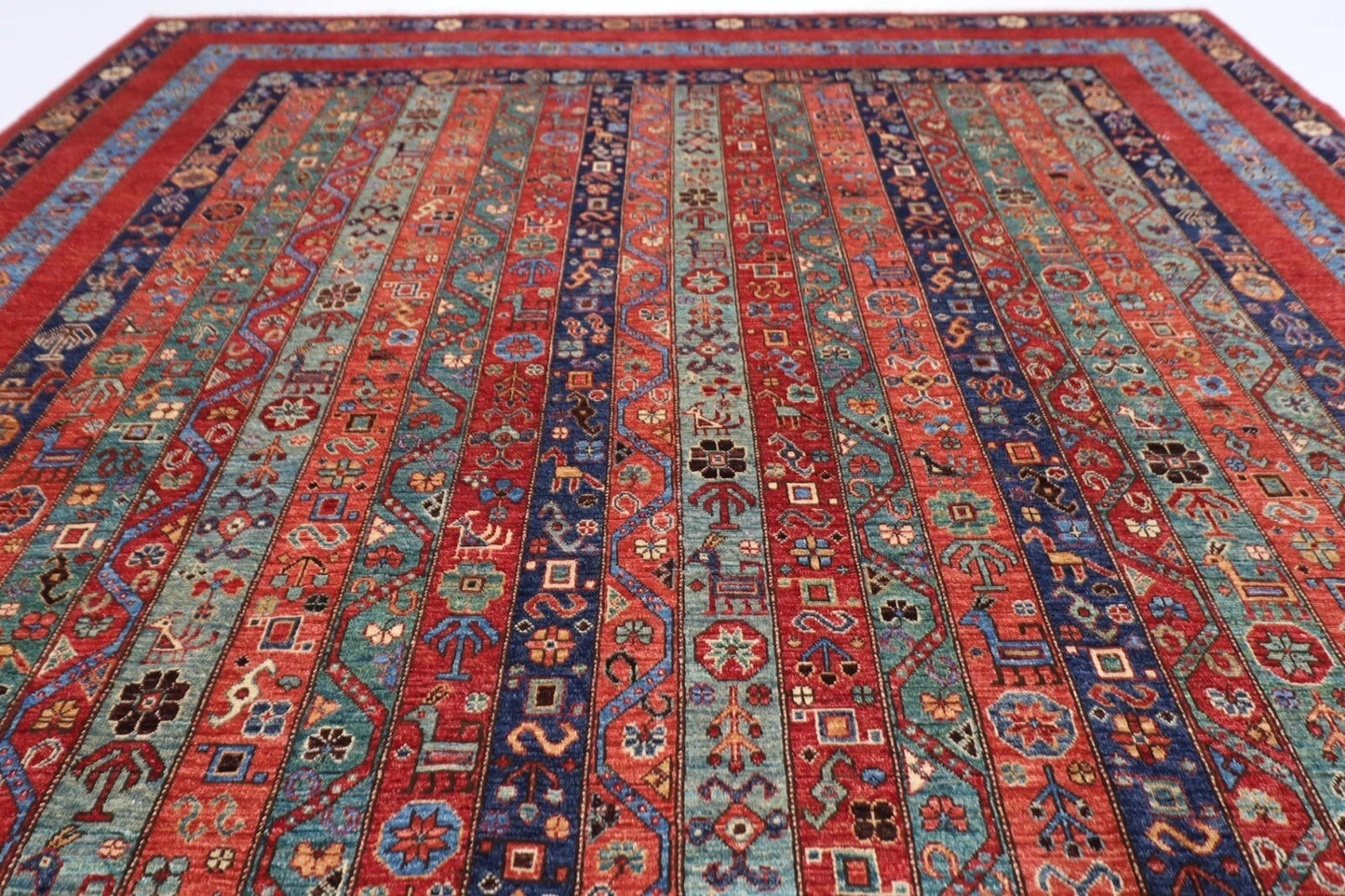 245 x 288 cm | Shawl Afghan Tribal Hand Knotted Carpet