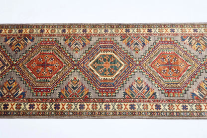 75 x 242 cm | Kazak Afghan Tribal Hand Knotted Wool Runner