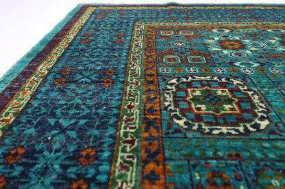 157 x 206 cm | Mamluk Turquoise Afghan Tribal Hand Knotted Veg Dye Wool carpet