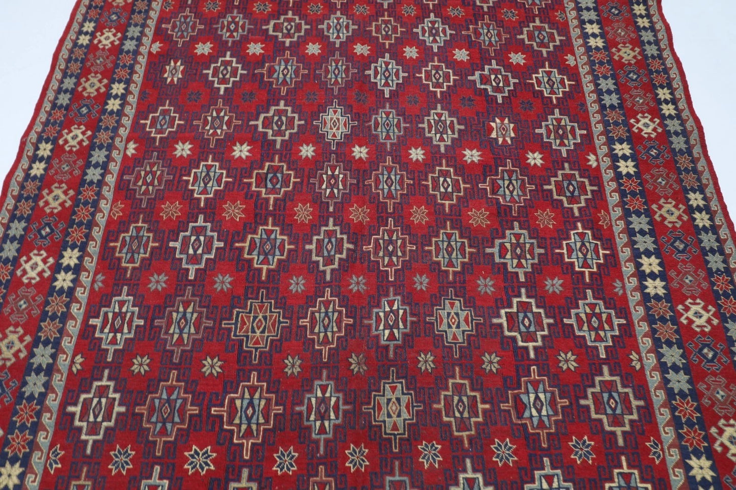 180 x 231 cm | Sumak Afghan Tribal Hand Knotted Veg Dye Wool Kilim