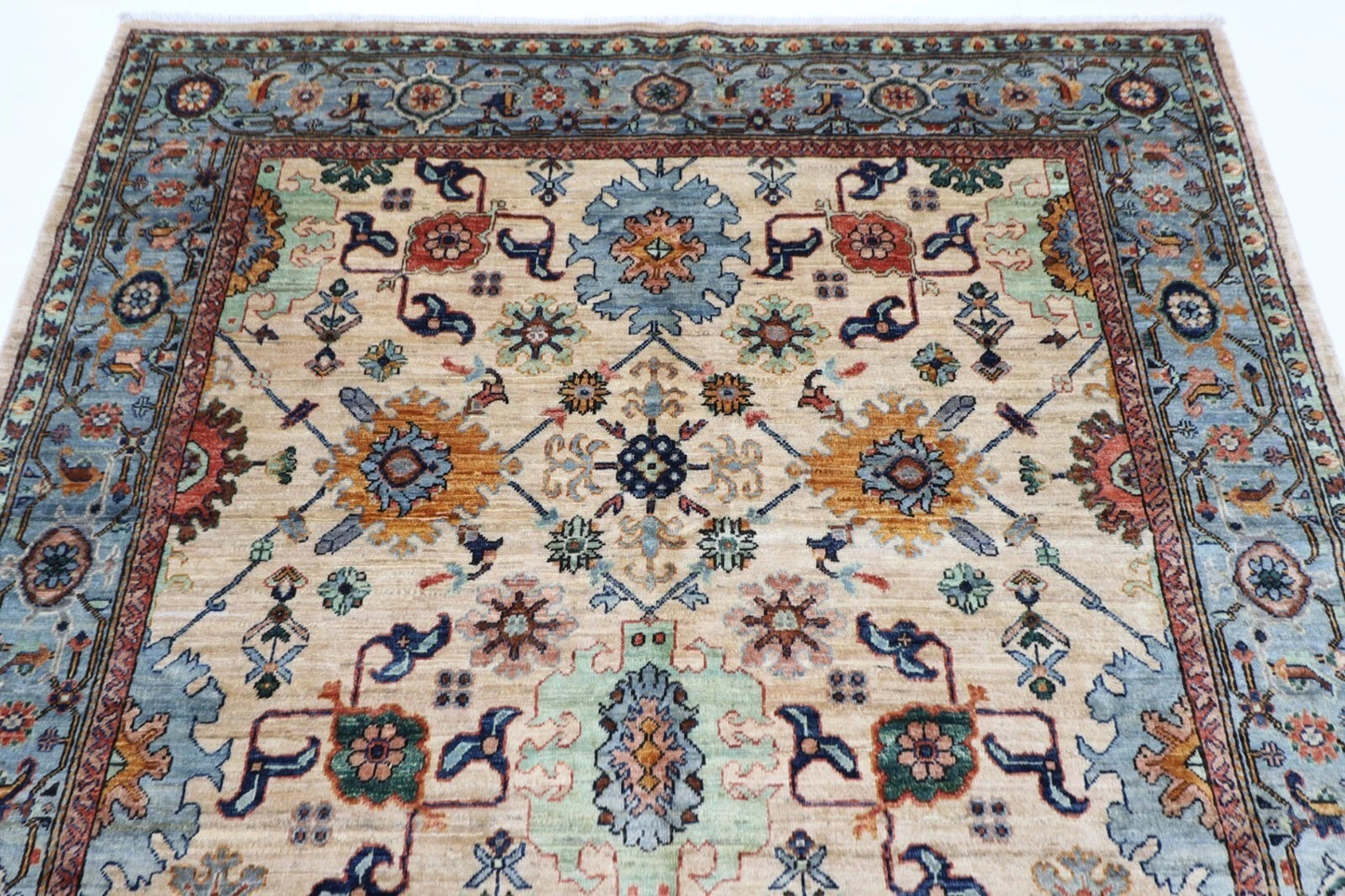 180 x 263 cm |  Aryana Beige Afghan Tribal Hand Knotted Veg Dye Wool carpet