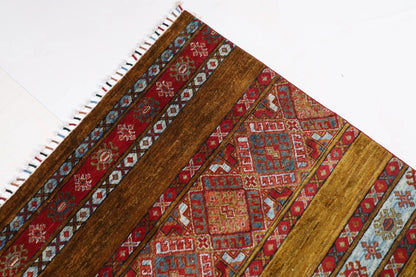 198 x 290 cm | Striped Afghan Tribal Hand Knotted Carpet
