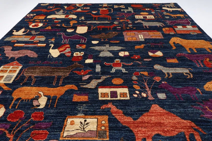 183 x 273 cm | Animal Gabbeh Blue Afghan Tribal Hand Knotted Veg Dye Wool carpet