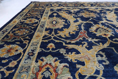 277 x 361 cm | Navy Oriental Afghan Tribal Hand Knotted Carpet