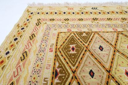 146 x 195 cm | Flat Weave Afghan Tribal Hand Knotted Veg Dye Wool Kilim