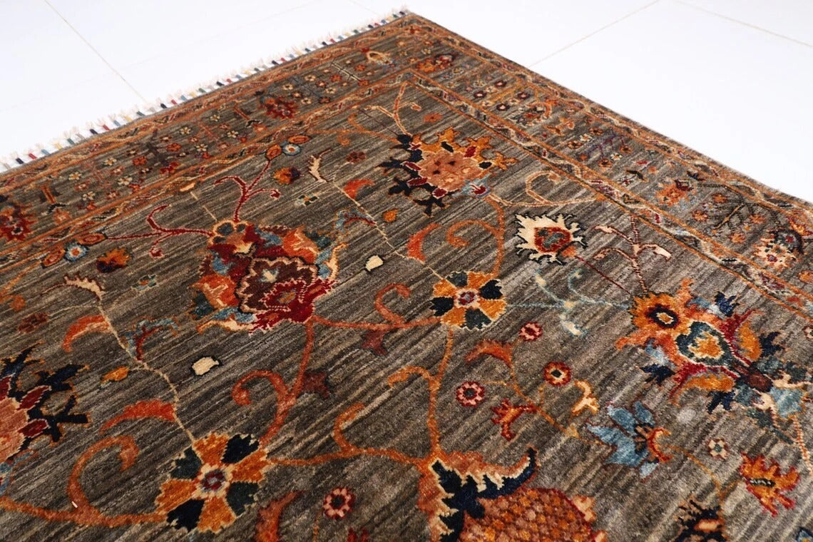 152 x 197 cm | Sultani Afghan Tribal Hand Knotted Veg Dye Wool Carpet