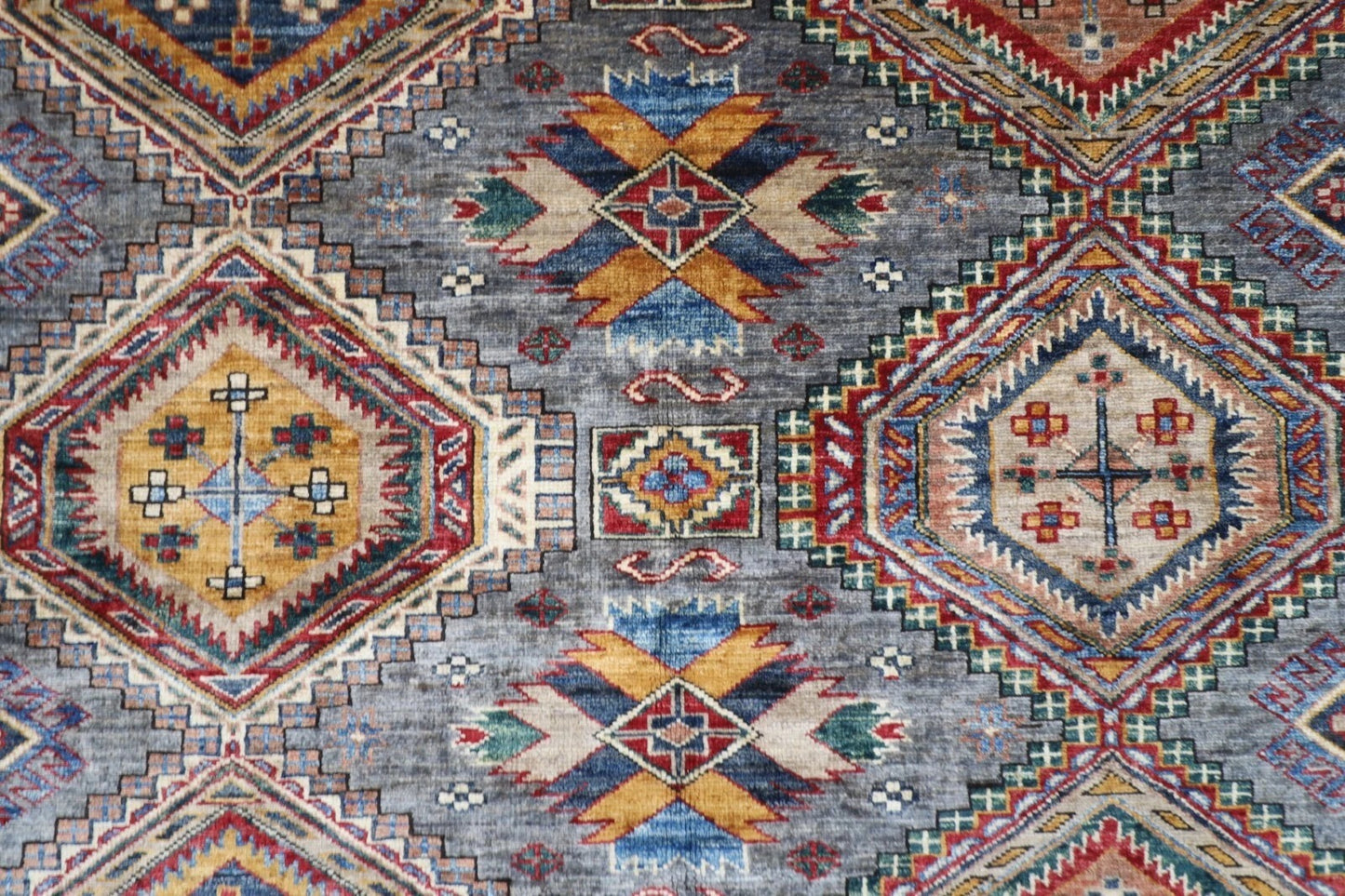 181 x 271 cm |  Kazak Gray Afghan Tribal Hand Knotted Veg Dye Wool carpet