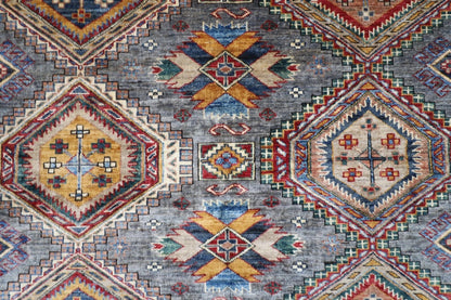181 x 271 cm |  Kazak Gray Afghan Tribal Hand Knotted Veg Dye Wool carpet