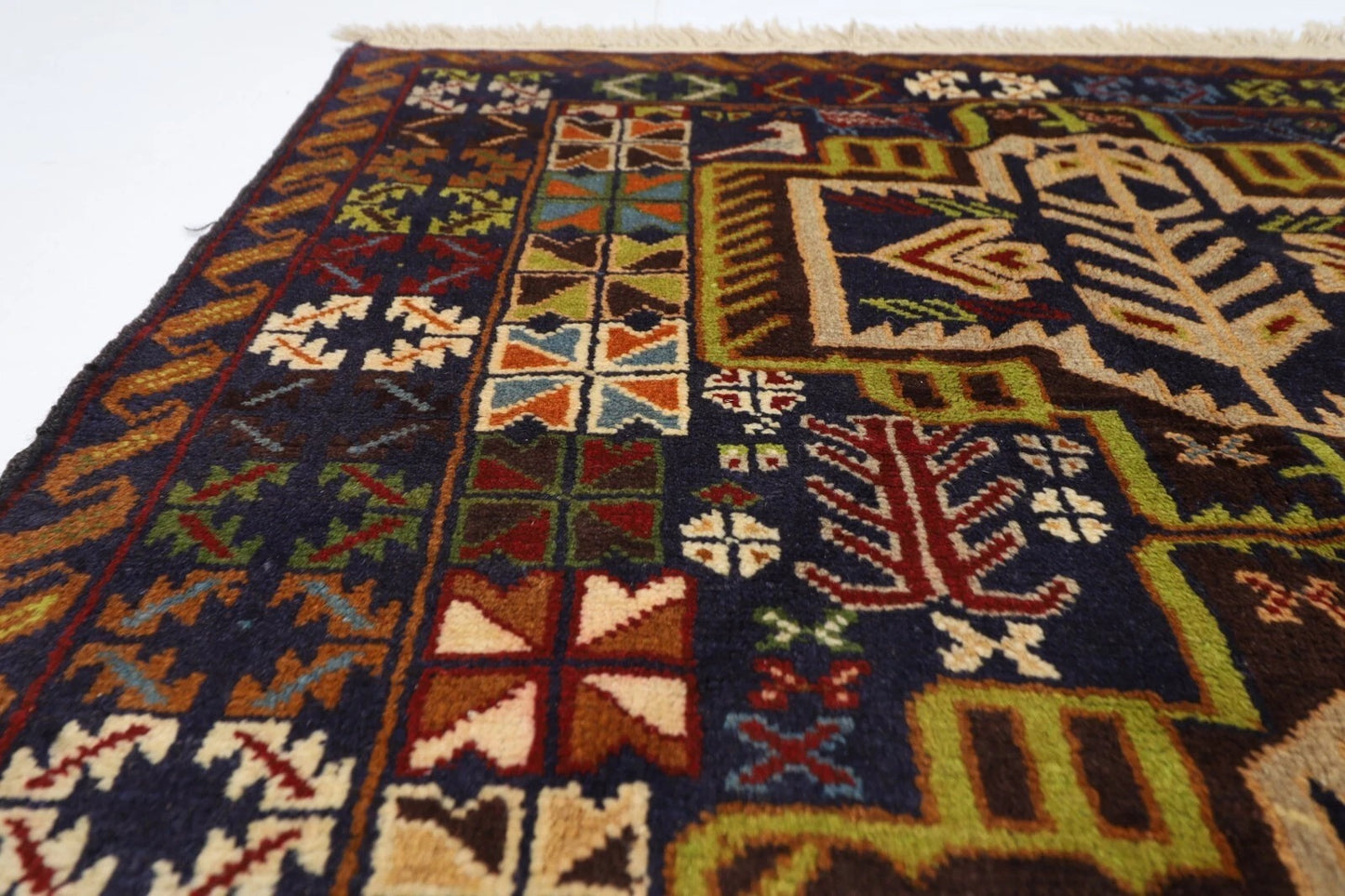 113 x 190 cm | Baluch Afghan Tribal Hand Knotted Veg Dye Wool carpet