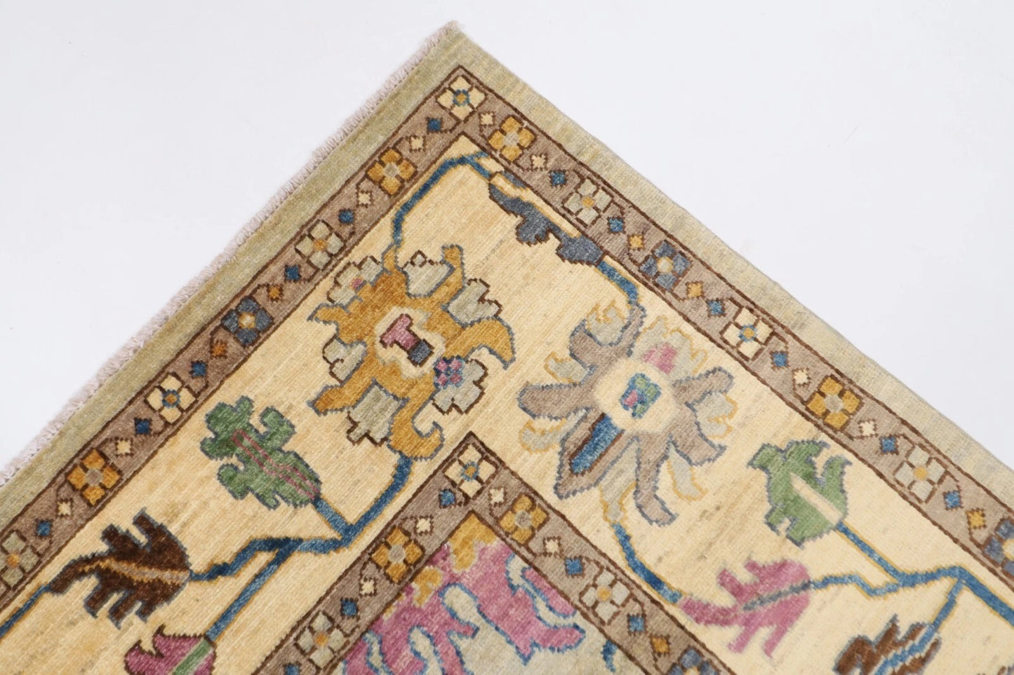 183 x 269 cm | Oushak Gray Afghan Tribal Hand Knotted Veg Dye Wool Carpet