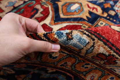 368 x 461 cm | Afghan Heriz Red Handmade Large Size Area Rug Hand Knotted Carpet Living Room Rug