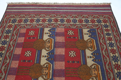 192 x 271 cm | Barjesta Flat Weaved Afghan Tribal Hand Knotted Wool Carpet kilim