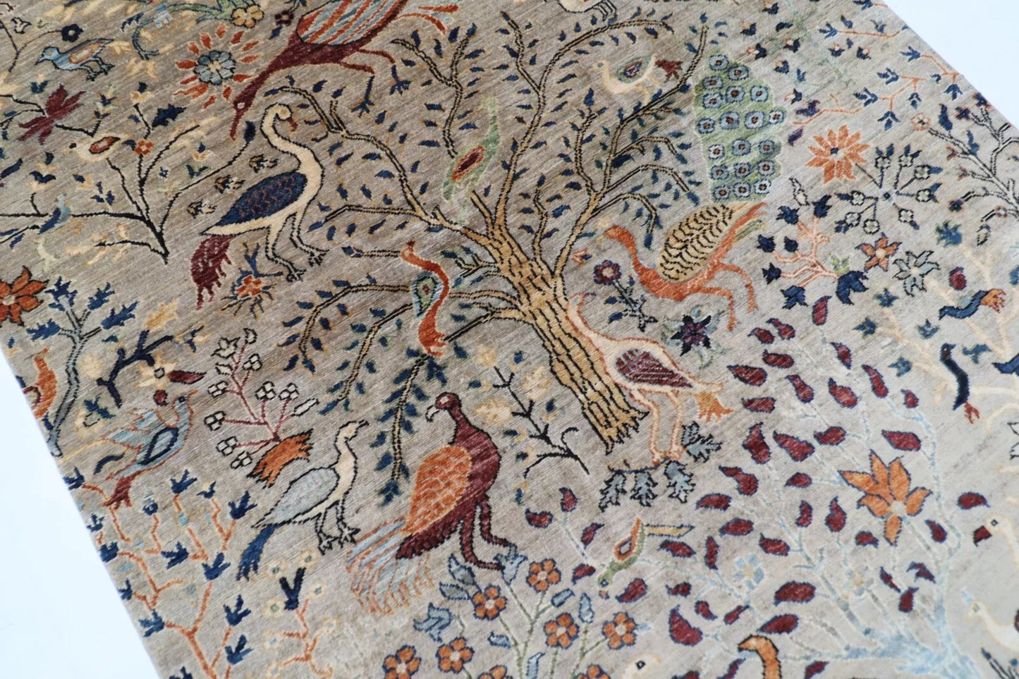 151 x 204 cm | Birds Afghan Tribal Hand Knotted Veg Dye Wool carpet